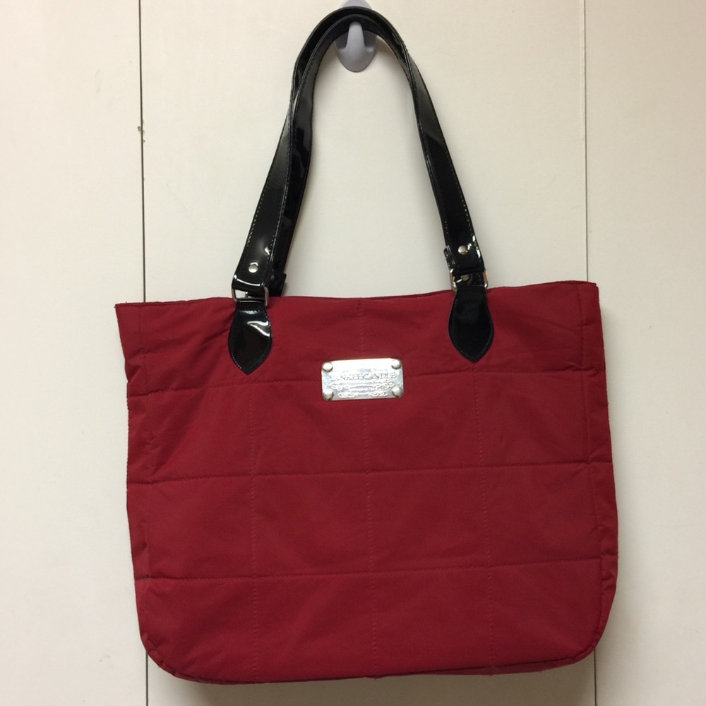 Yankee Candle red and black quilted tote.